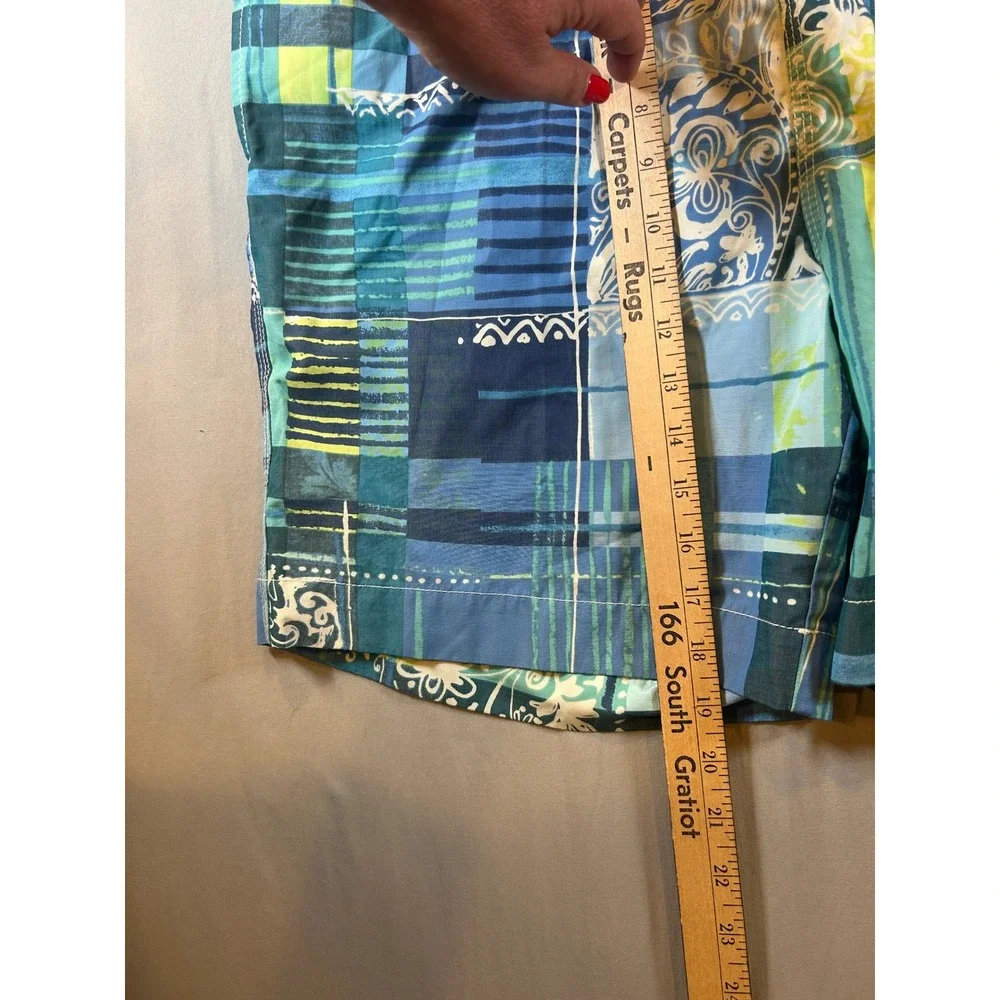 Tommy Bahama Relax Mens Blue Green Patchwork Floral Swim Trunks Shorts Size M